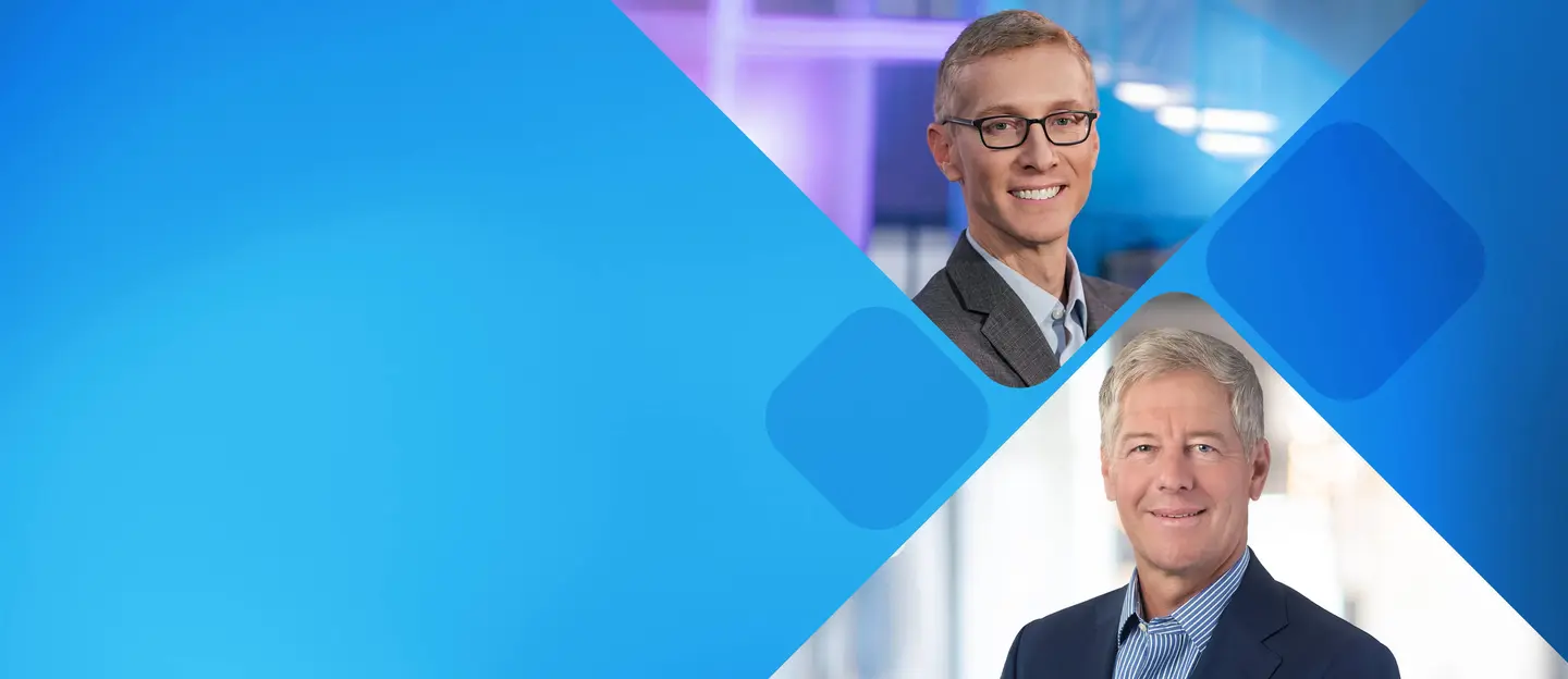 Jay Parsons and Jeff Weidell headshots on blue background for the Rent Roll Podcast