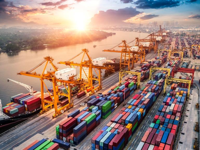 Aerial image of shipping port