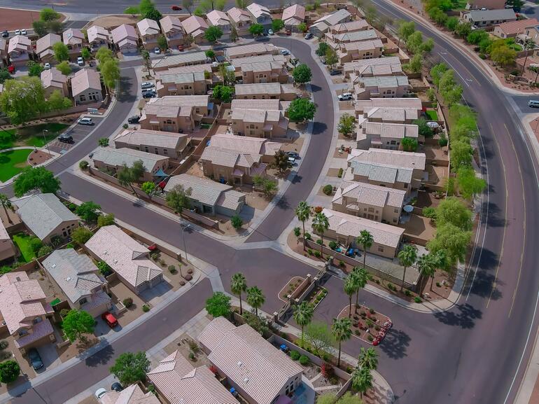 Aerial of Phoenix suburban neighborhood