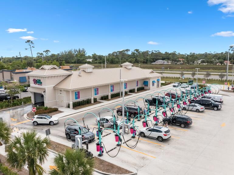 Aerial image of car wash facility