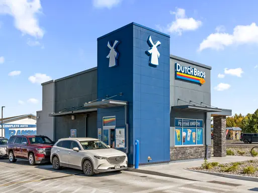 Exterior of Dutch Bros drive-thru coffee shop